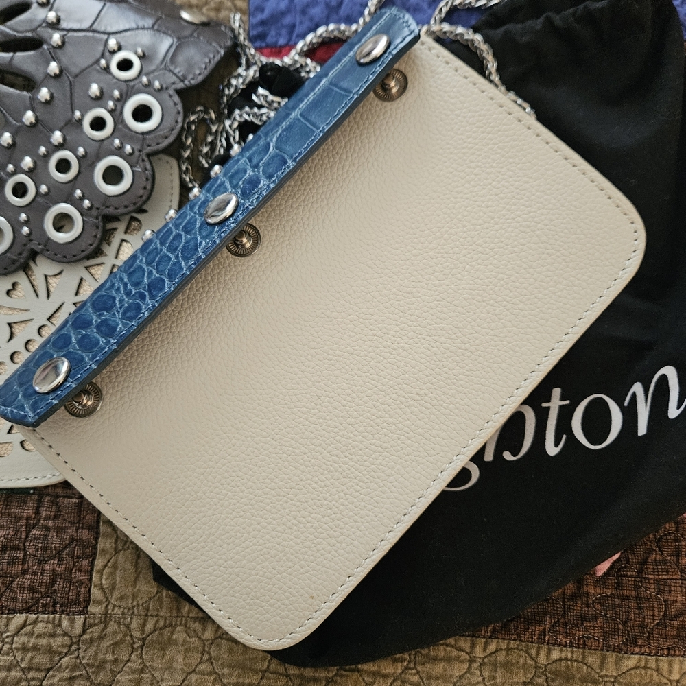 Brighton 3in1 Snap Leather Convertible Small Silver Chain Crossbody Women EUC - Picture 9 of 11